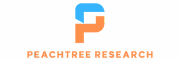 A large blue and purple P centered above the words Peachtree Research in orange